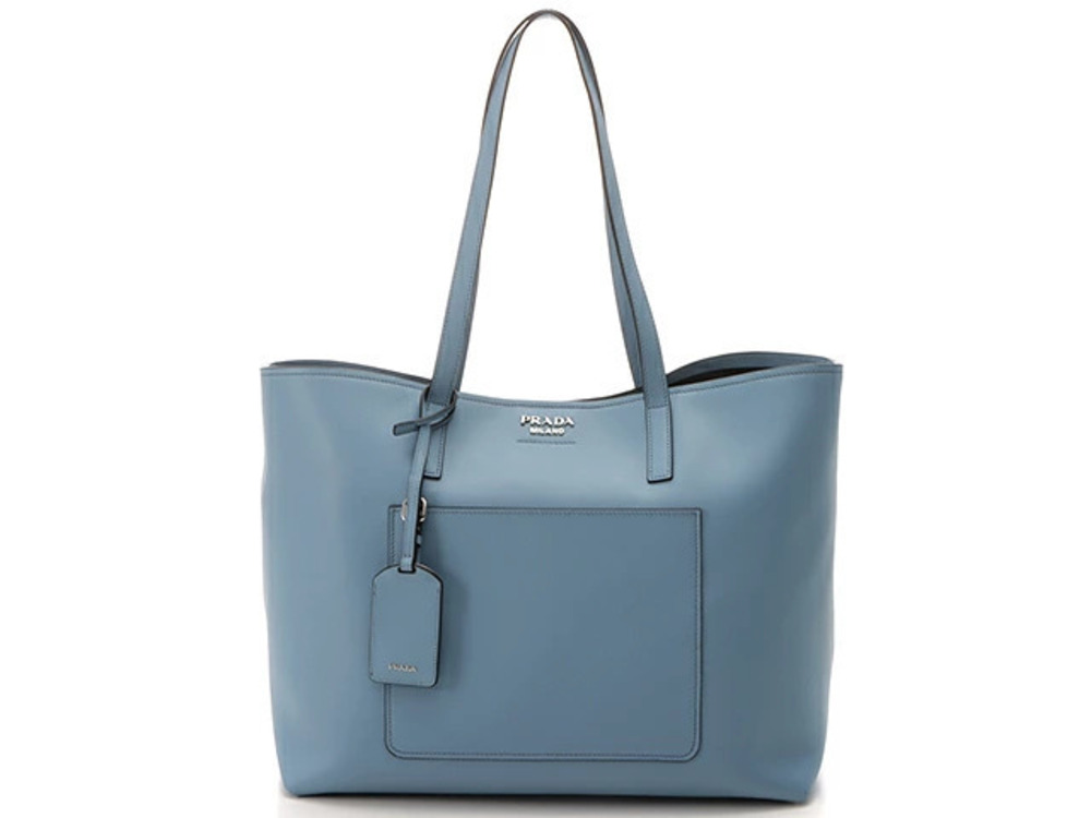 Prada Tote Tessuto Saffiano Bag Calfskin Blue